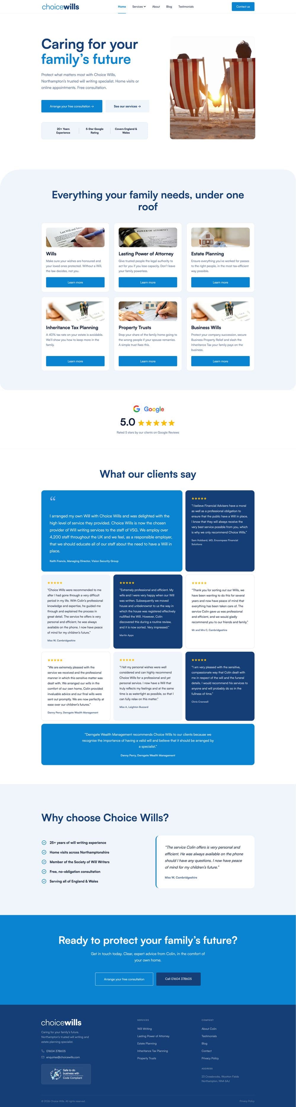 Choice Wills website built by Juno